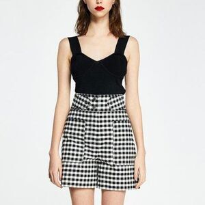 Sfera Collection Women's Black White Gingham High Waisted Duo Pocket Shorts Sz 4